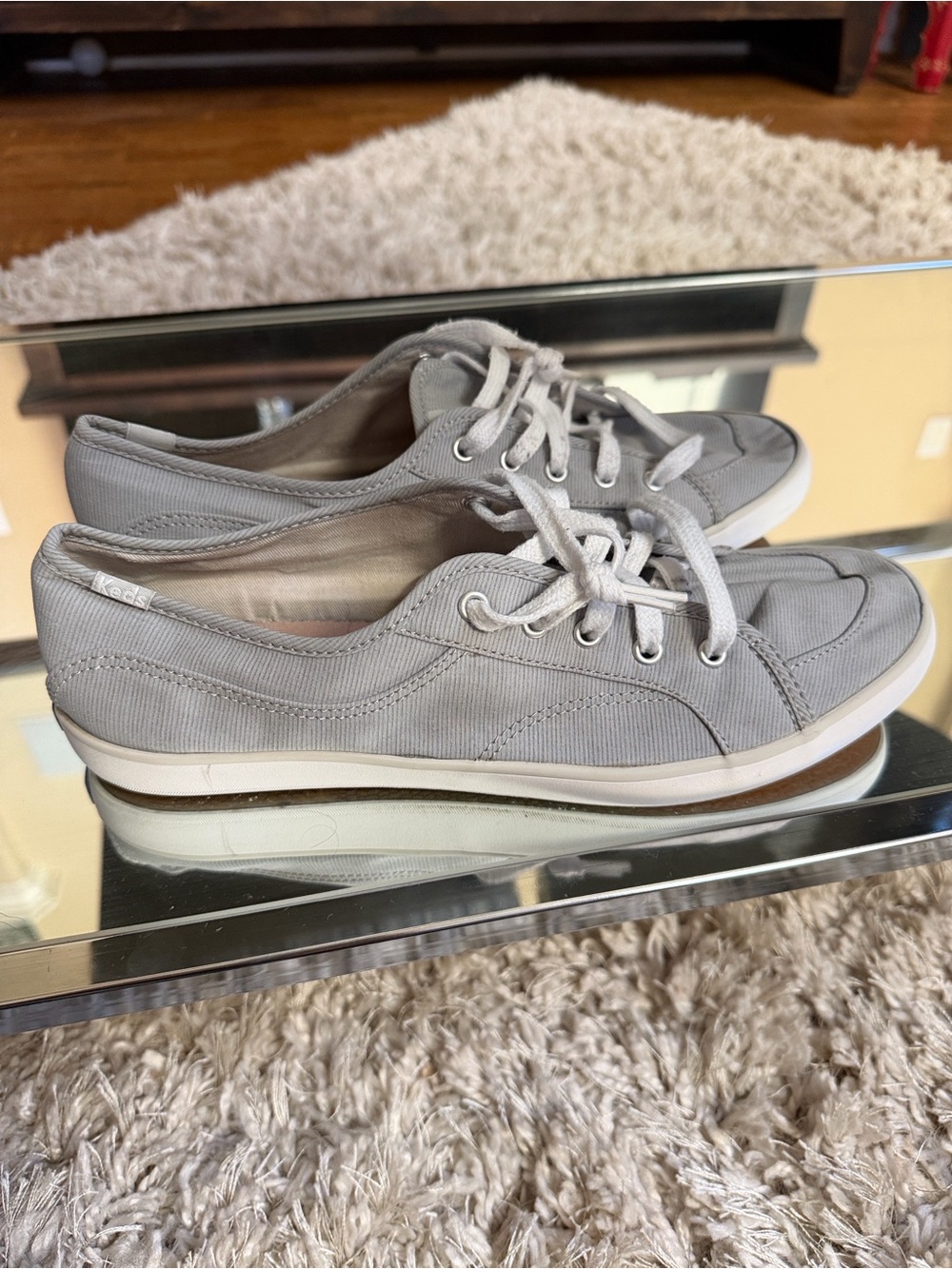 Keds Women's Gray Canvas Lace-Up Sneakers